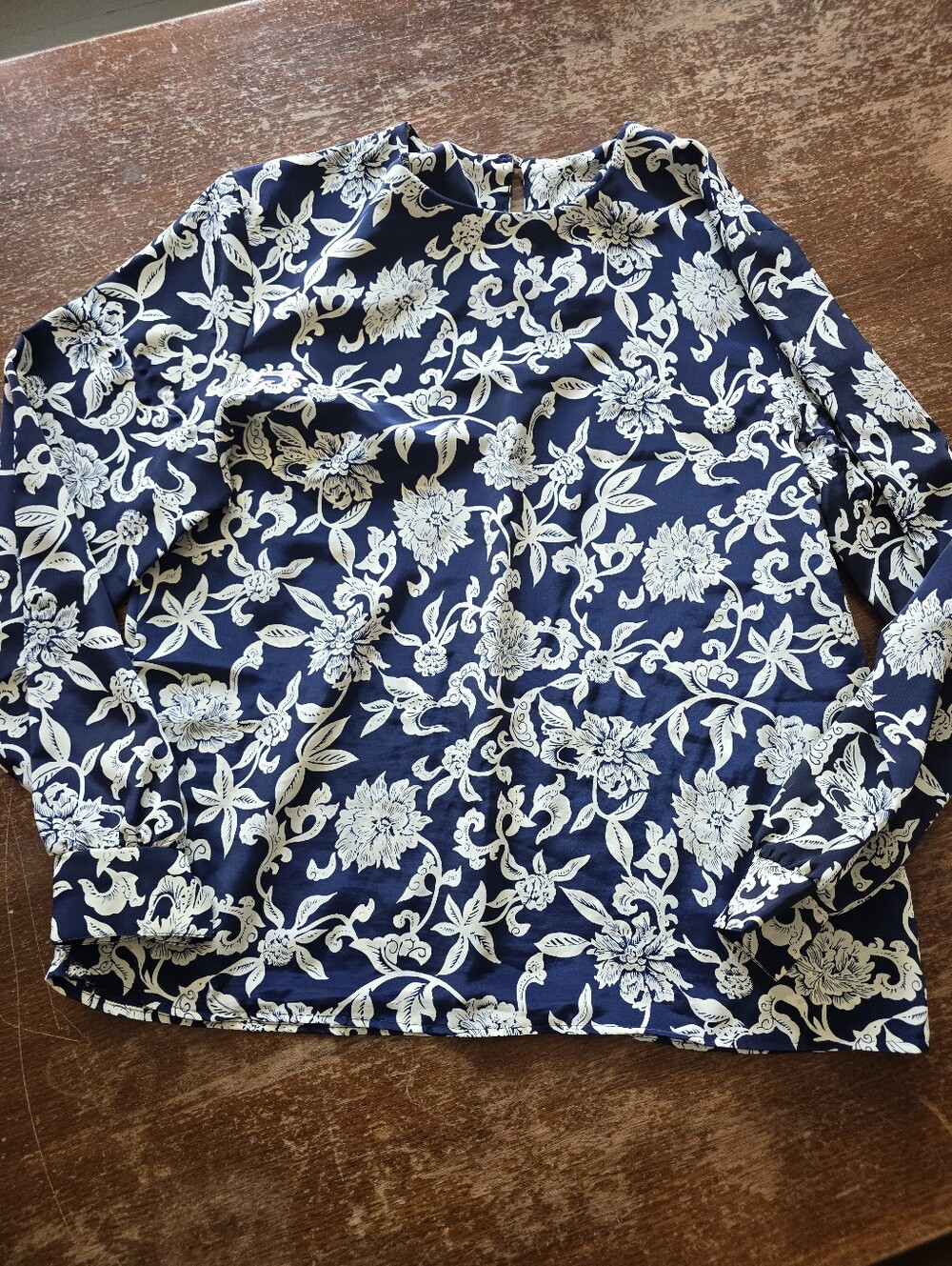 Willow Ridge Navy and White Floral Long-Sleeve Shirt